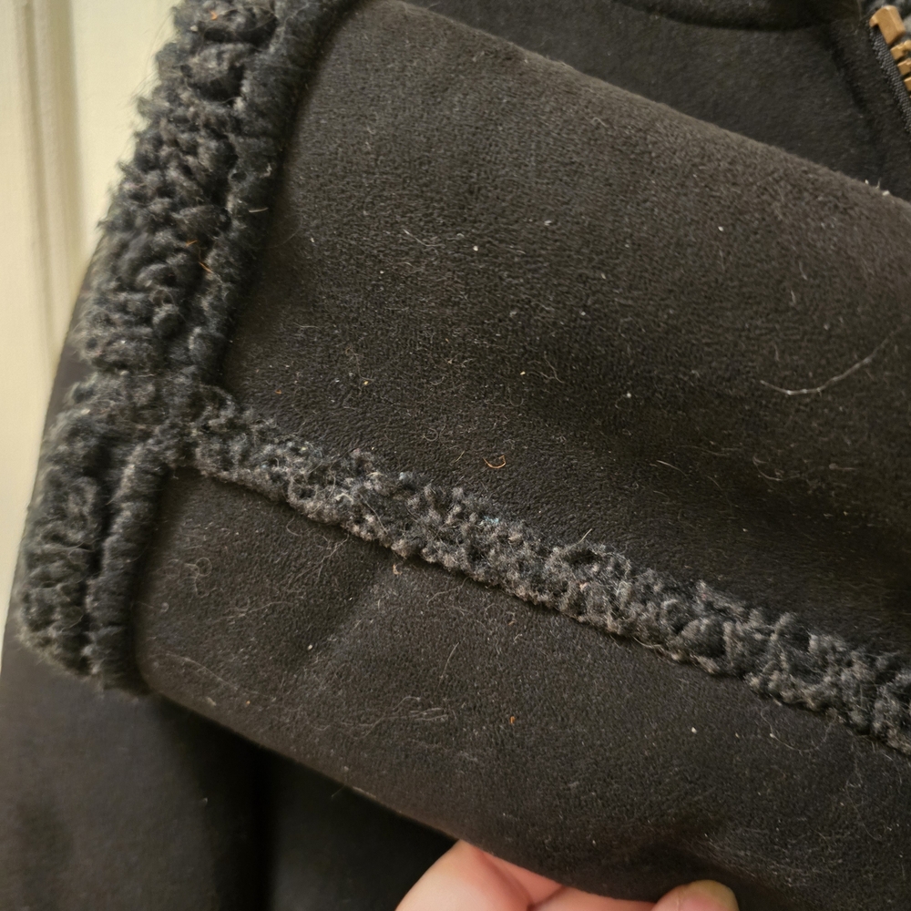 Ll Bean Black Shearling Jacket Size L - image 3